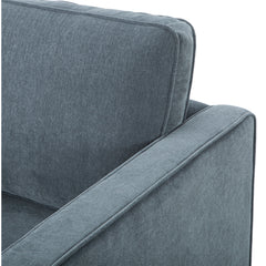 Armchair in Blue Performance Chenille with Matte Black Wood Legs