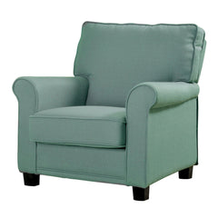 Armchair in Blue Polyester with Black Legs