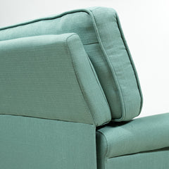 Armchair in Blue Polyester with Black Legs