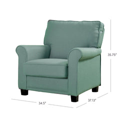 Armchair in Blue Polyester with Black Legs