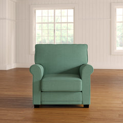 Armchair in Blue Polyester with Black Legs