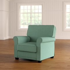 Armchair in Blue Polyester with Black Legs