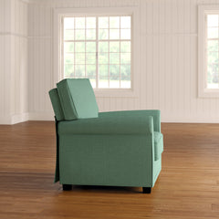 Armchair in Blue Polyester with Black Legs