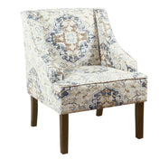 Armchair in Ebony Floral Upholstery with Walnut Wood Legs