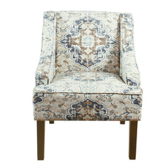 Armchair in Ebony Floral Upholstery with Walnut Wood Legs