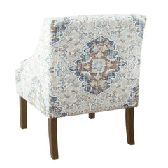Armchair in Ebony Floral Upholstery with Walnut Wood Legs