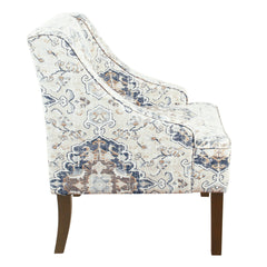 Armchair in Ebony Floral Upholstery with Walnut Wood Legs