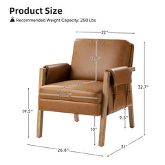 Armchair in Faux Leather with Solid Wood Frame