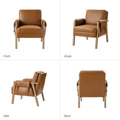 Armchair in Faux Leather with Solid Wood Frame