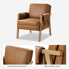 Armchair in Faux Leather with Solid Wood Frame