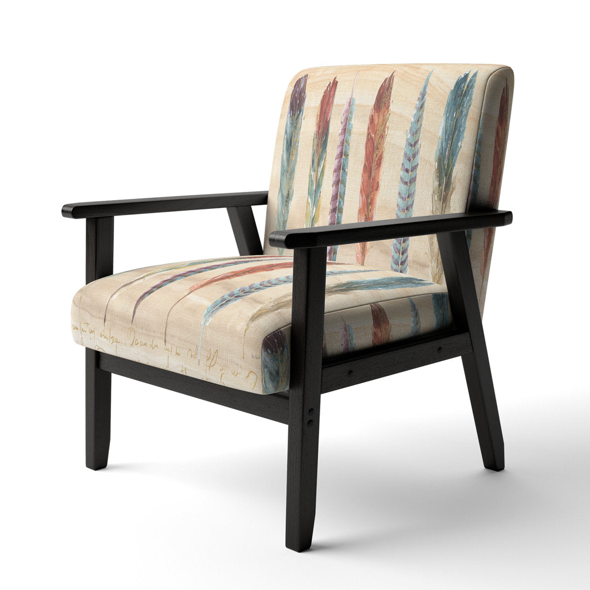 Armchair in Paisley Velvet with Black Legs