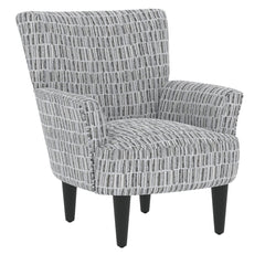 Armchair in Stone Polyester with Black Solid Wood Legs