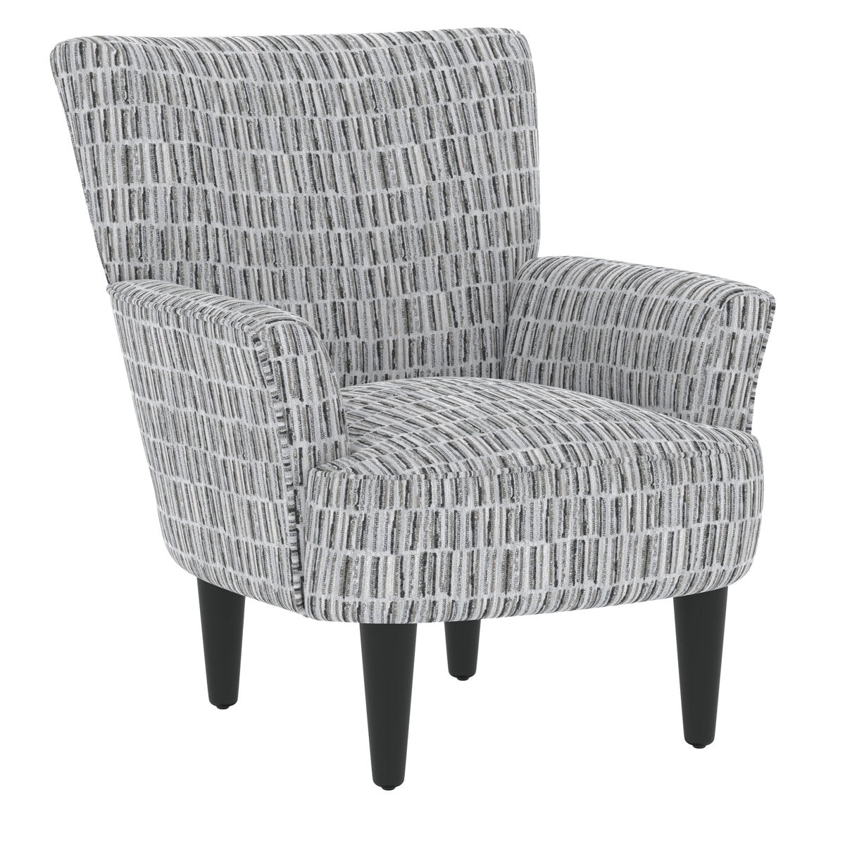 Armchair in Stone Polyester with Black Solid Wood Legs