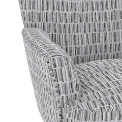Armchair in Stone Polyester with Black Solid Wood Legs