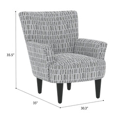 Armchair in Stone Polyester with Black Solid Wood Legs