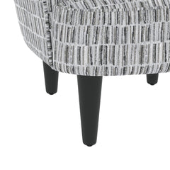 Armchair in Stone Polyester with Black Solid Wood Legs