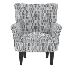 Armchair in Stone Polyester with Black Solid Wood Legs