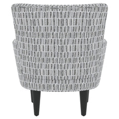 Armchair in Stone Polyester with Black Solid Wood Legs