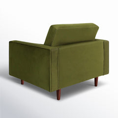 Armchair in Velvet with Dark Brown Wood Legs
