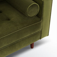 Armchair in Velvet with Dark Brown Wood Legs