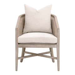 Armchair, Linen Upholstery, Oak Frame, Beige
