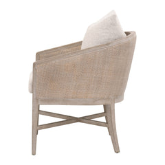 Armchair, Linen Upholstery, Oak Frame, Beige