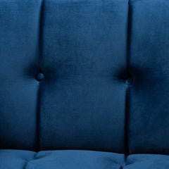 Armchair, Navy Blue Velvet with Tufted Metal Frame