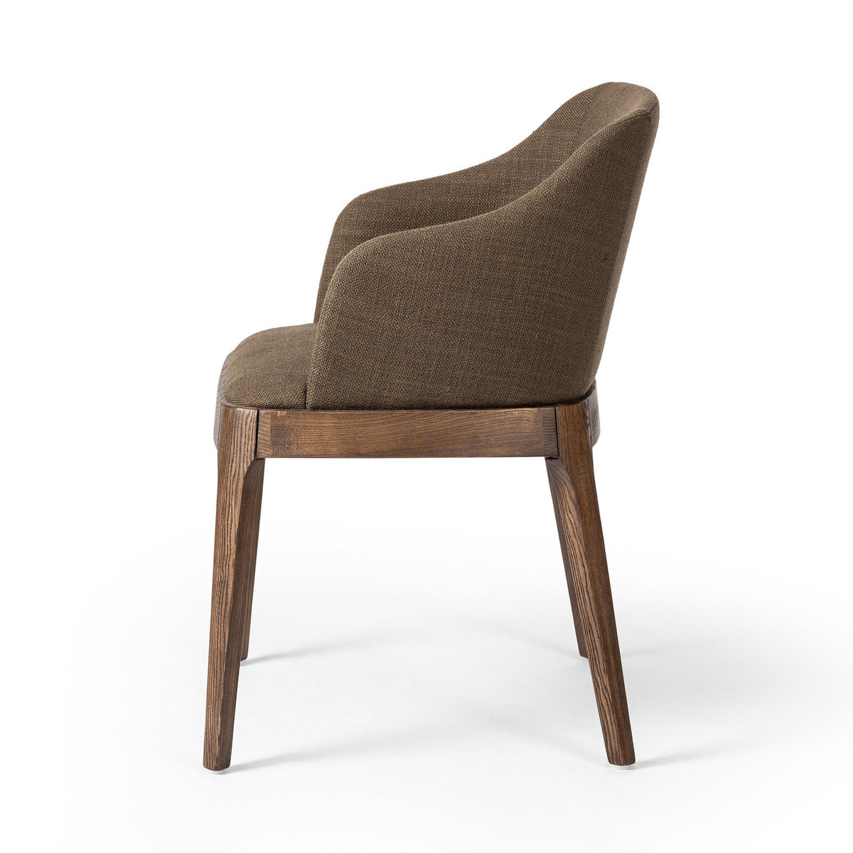 Armchair, Olive Upholstery, Solid Ash Wood Legs