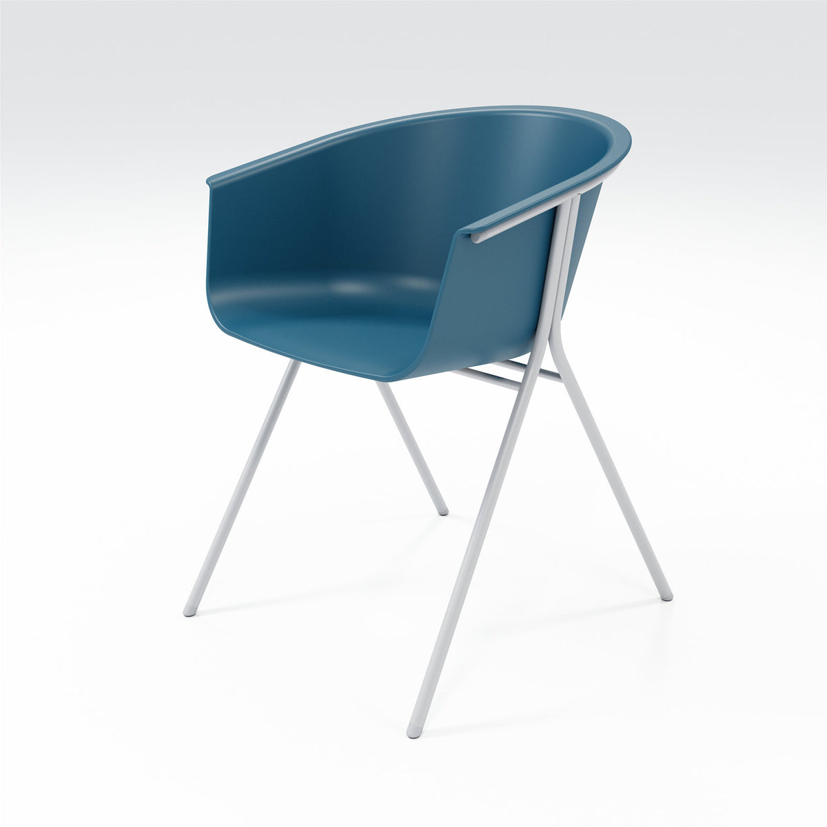 Armchair, Poly Shell with Metal Legs, Bermuda/Silver