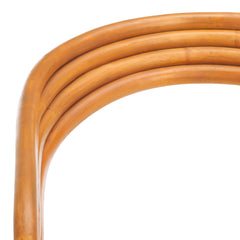 Armchair, Rattan Frame, Round Arms, White Linen Seat