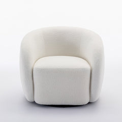 Armchair, Set of 2, White Teddy Fabric, Black Metal Legs