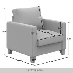 Armchair, Single Seat with Square Arms and Plastic Legs