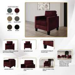 Armchair, Single Seat with Square Arms and Plastic Legs