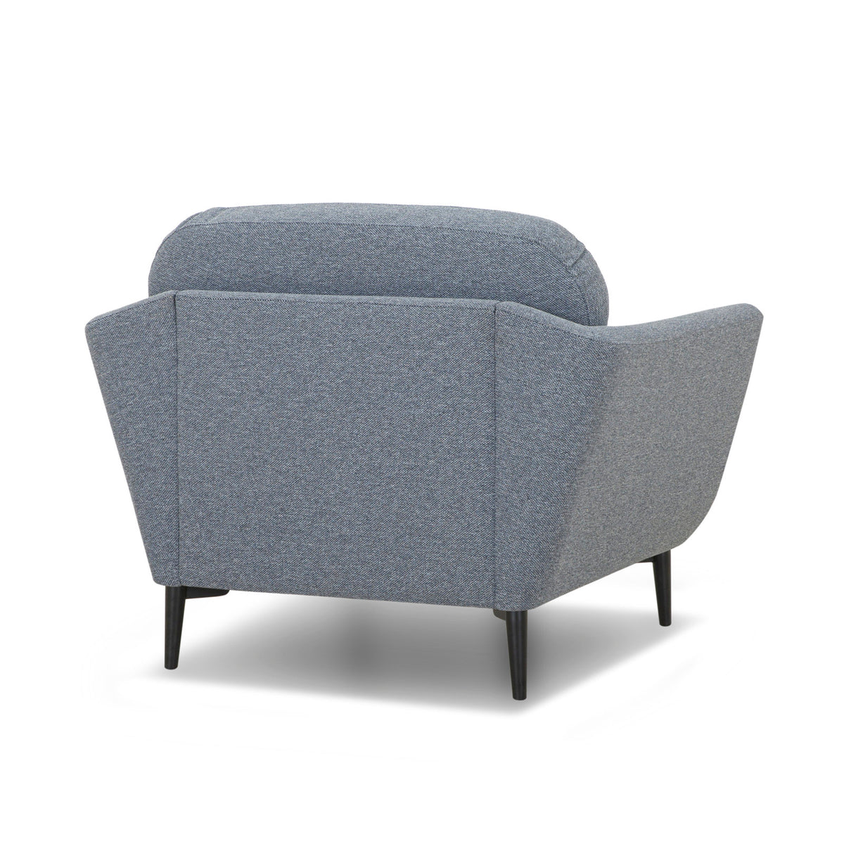 Armchair, Sky Blue Performance Basketweave with Black Wood Legs