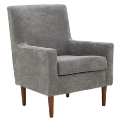 Armchair, Slate Polyester Upholstery, Brown Solid Wood Legs