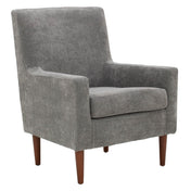 Armchair, Slate Polyester Upholstery, Brown Solid Wood Legs