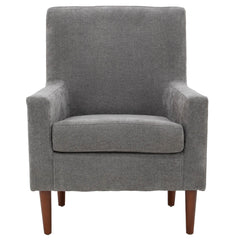 Armchair, Slate Polyester Upholstery, Brown Solid Wood Legs