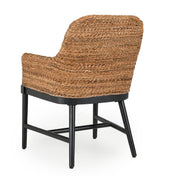 Armchair, Solid Mahogany with Wicker Rattan and Black Metal Legs