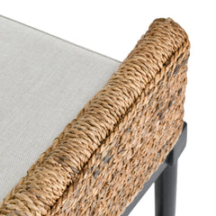 Armchair, Solid Mahogany with Wicker Rattan and Black Metal Legs
