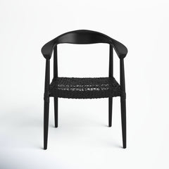 Armchair, Solid Teak Frame, Black Woven Seat