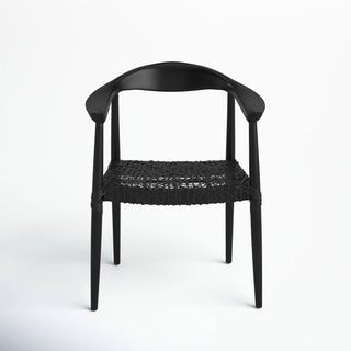 Armchair, Solid Teak Frame, Black Woven Seat