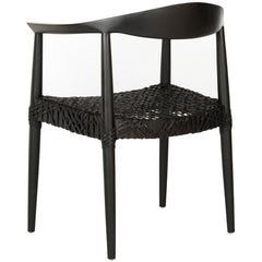 Armchair, Solid Teak Frame, Black Woven Seat