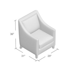 Armchair, Solid Wood Frame, Blue Chenille Upholstery
