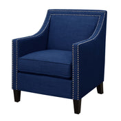 Armchair, Solid Wood Frame, Blue Chenille Upholstery