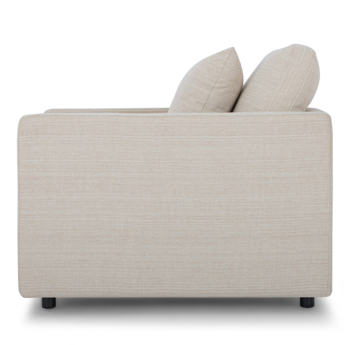 Armchair, Solid Wood Frame, Cream Performance Basketweave Fabric with Black Legs