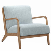 Armchair, Solid Wood Frame, Light Blue Chenille with Natural Legs