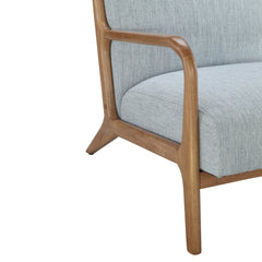 Armchair, Solid Wood Frame, Light Blue Chenille with Natural Legs