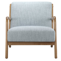 Armchair, Solid Wood Frame, Light Blue Chenille with Natural Legs