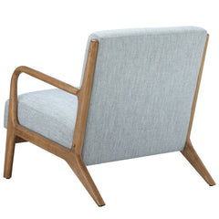 Armchair, Solid Wood Frame, Light Blue Chenille with Natural Legs