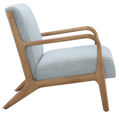 Armchair, Solid Wood Frame, Light Blue Chenille with Natural Legs
